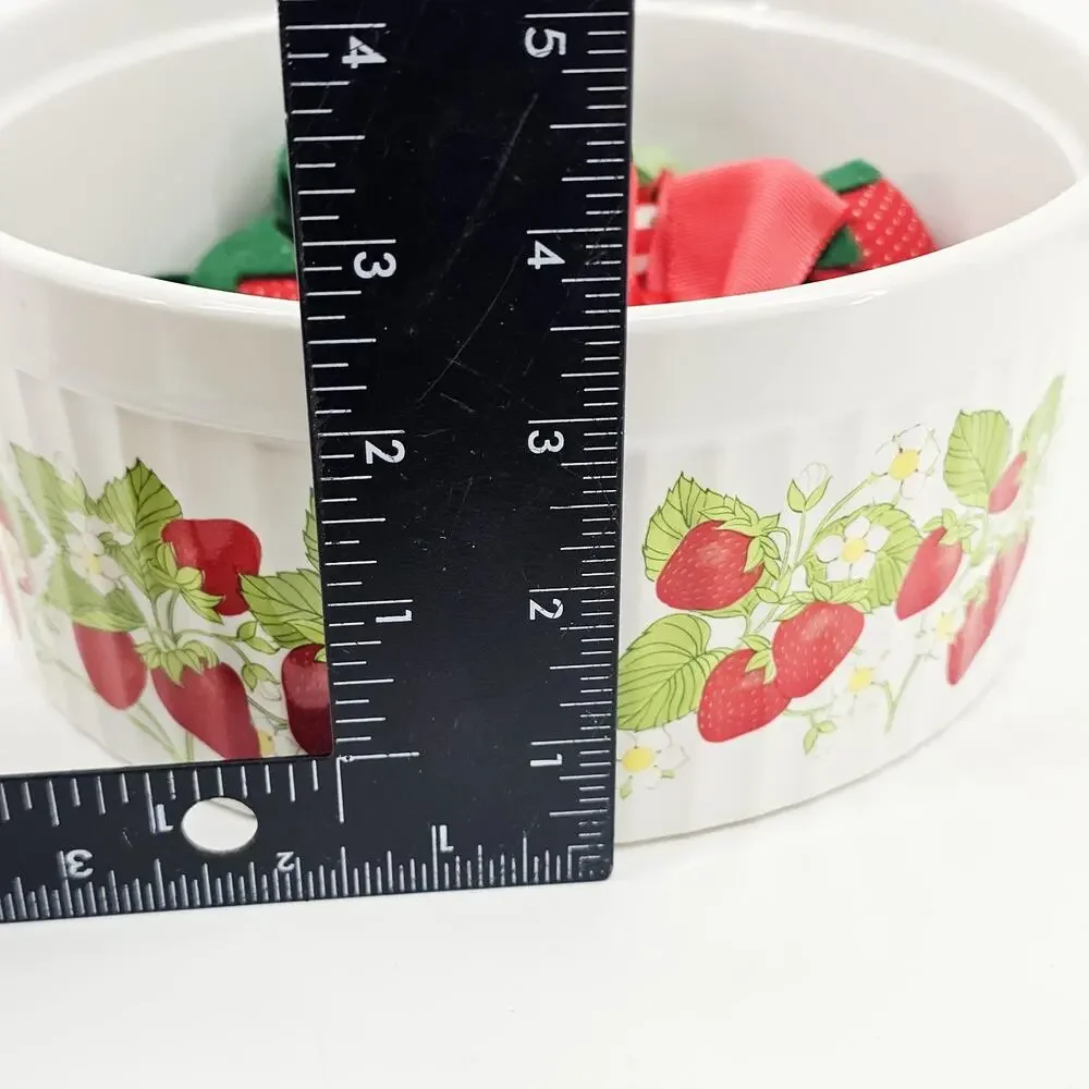 Vintage Action Strawberry Bakeware Stoneware Ramekin Bowl Dish 8